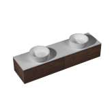 Podwójna wisząca szafka pod umywalkę z naturalnego kamienia i drewna Porcelanosa CIRCLE DOBLE