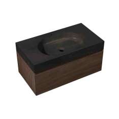 Pojedyncza wisząca szafka pod umywalkę z naturalnego kamienia i drewna Porcelanosa OVAL COUNTERTOP
