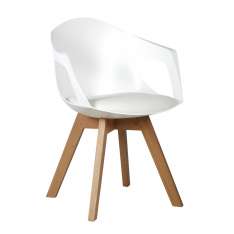 Podstawa Fotel Holey Arm biały z białą poduszką - dębowa