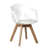 Podstawa Fotel Holey Arm biały z białą poduszką - dębowa