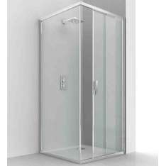 Narożna kabina prysznicowa ze szkła i aluminium z drzwiami przesuwnymi Relax Evolution SF + F1