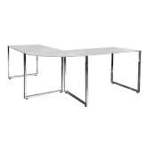 Biurko Invicta narożne Big Deal białe - szkło | metal chromowany