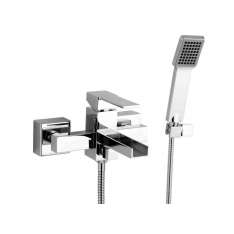 Bateria wannowa ścienna z główką prysznicową Remer Rubinetterie Qubika Cascata