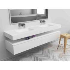 Podwójna prostokątna umywalka ścienna z Corianu® Riluxa Toronto