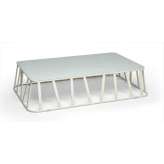 Niski prostokątny stolik ogrodowy z aluminium i szkła Roberti Hamptons Graphics