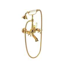 Bateria wannowa ścienna mosiężna z główką prysznicową Roberto Crolla Rubinetterie Accademia