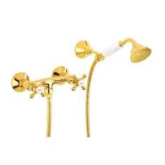 Zewnętrzna mosiężna bateria prysznicowa z główką prysznicową Roberto Crolla Rubinetterie Accademia