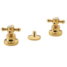 Bateria bidetowa mosiężna 3-otworowa z indywidualnymi rozetami Roberto Crolla Rubinetterie Accademia