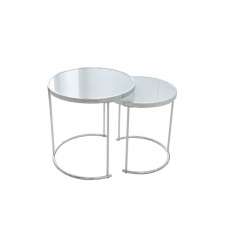 Zestaw stolików Invicta art deco chrom - szkło | metal