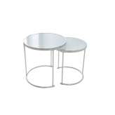 Zestaw stolików Invicta art deco chrom - szkło | metal