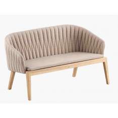 Dwuosobowa sofa ogrodowa z tkaniny i drewna tekowego Royal Botania Calypso