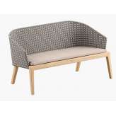2-osobowa sofa ogrodowa z włókna syntetycznego i drewna tekowego Royal Botania Calypso