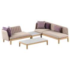 Sofa ogrodowa segmentowa z tkaniny i drewna tekowego Royal Botania Calypso Lounge