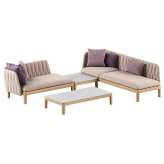 Sofa ogrodowa segmentowa z tkaniny i drewna tekowego Royal Botania Calypso Lounge