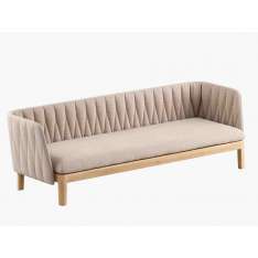 3-osobowa sofa ogrodowa z tkaniny i drewna tekowego ze zdejmowanym pokrowcem Royal Botania Calypso Lounge