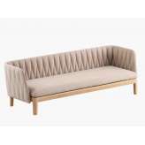 3-osobowa sofa ogrodowa z tkaniny i drewna tekowego ze zdejmowanym pokrowcem Royal Botania Calypso Lounge
