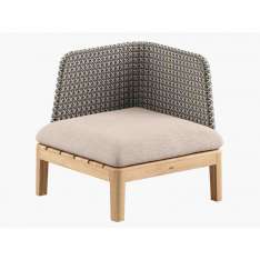 Narożny fotel ogrodowy z tkaniny syntetycznej i drewna tekowego Royal Botania Calypso Lounge