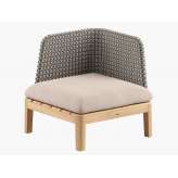 Narożny fotel ogrodowy z tkaniny syntetycznej i drewna tekowego Royal Botania Calypso Lounge
