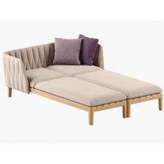 Leżak z tkaniny i drewna tekowego Royal Botania Calypso Lounge