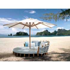 Leżak ogrodowy z tkaniny z parasolem Royal Botania Lotus