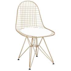 Poduszka Krzesło DSR Net Gold złoty metalik - biała | metal
