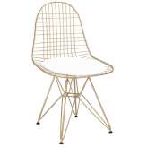 Poduszka Krzesło DSR Net Gold złoty metalik - biała | metal