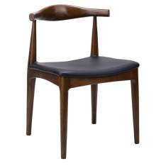 Krzesło Elbow ciemnobrązowe - drewno Jesion | ekoskóra czarna