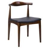 Krzesło Elbow ciemnobrązowe - drewno Jesion | ekoskóra czarna