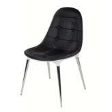 Krzesło Passion ekoskóra czarno - białe - włókno szklane | nogi chromowane