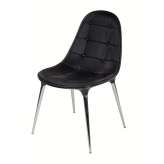 Krzesło Passion ekoskóra czarno - czarne - włókno szklane | nogi chromowane
