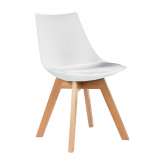 Krzesło Slim białe - polipropylen | ekoskóra | drewno