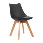 Krzesło Slim czarne - polipropylen | ekoskóra | drewno