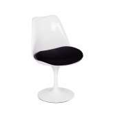 Podstawa Krzesło Tulip białe z czarną poduszką - Abs | metalowa