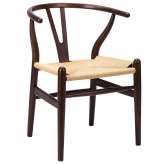 Krzesło Wishbone ciemny brąz - drewno bukowe | naturalne włókno