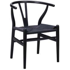 Krzesło Wishbone czarne - drewno bukowe | czarne włókno