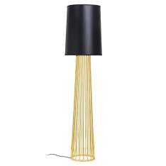 Lampa podłogowa Holmes Straight złota z czarnym kloszem - metal