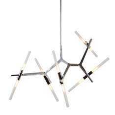 Lampa wisząca Candelabr Premium 10 srebrna - aluminium | szkło