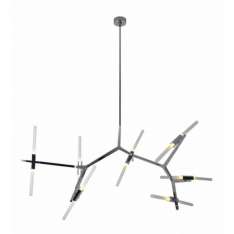 Lampa wisząca Candelabr Premium 14 srebrna - aluminium | szkło