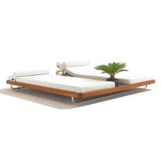 Leżak z drewna mahoniowego i tkaniny Seóra GRAND Monaco