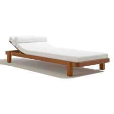 Leżak z drewna mahoniowego i tkaniny Seóra Monaco SINGLE BEACH