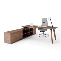 Drewniane biurko gabinetowe z półkami Sinetica Stay EXECUTIVE