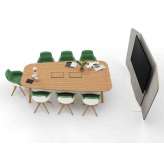 Drewniany stół konferencyjny z systemem prowadzenia kabli Sinetica Stay MEETING