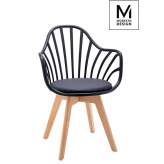 Fotel Modesto Albert Arm czarny - polipropylen | ekoskóra | drewno bukowe