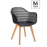 Krzesło Modesto Basket Arm Wood czarne - polipropylen | nogi Jesionowe