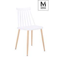 Krzesło Modesto Ribs białe - polipropylen | Imitacja drewna