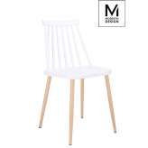 Krzesło Modesto Ribs białe - polipropylen | Imitacja drewna