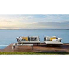 Tkaninowa sofa ogrodowa z szezlongiem Talenti Cruise Alu