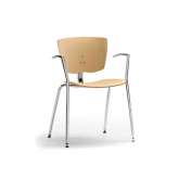 Krzesło treningowe z drewna wielowarstwowego z podłokietnikami, z możliwością układania w stosy Talin Vekta 101