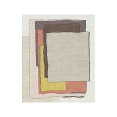 Wzorzysty, ręcznie robiony prostokątny dywan z wełny i jedwabiu Tapis Rouge COMPOSITION XII.II