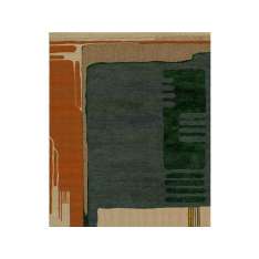 Wzorzysty, ręcznie robiony prostokątny dywan z wełny i jedwabiu Tapis Rouge COMPOSITION XIII.II